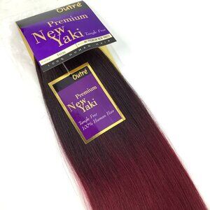 14" Outre New Yaki 100% Human Hair Extensions T4330 Ombre Black into Red